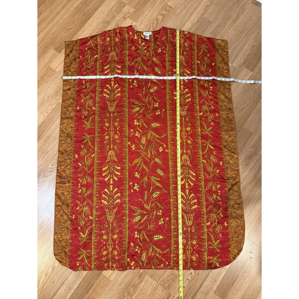 Santé Red & Gold Full Length Kaftan Caftan One Size Flowy Breezy Cover Up Pool - Picture 7 of 7